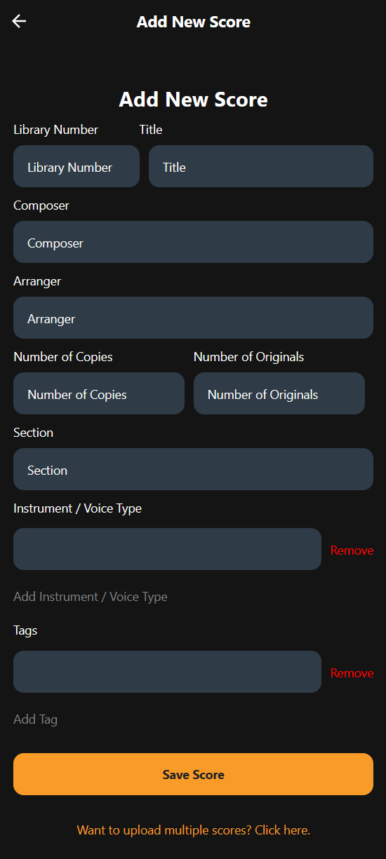 Add Score Screen