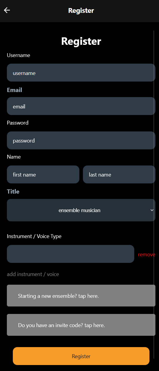 Register Screen